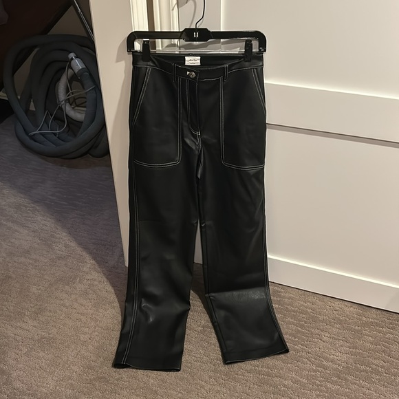 Aritzia Black/Birch Vegan Leather Lucy Pant - Picture 8 of 10